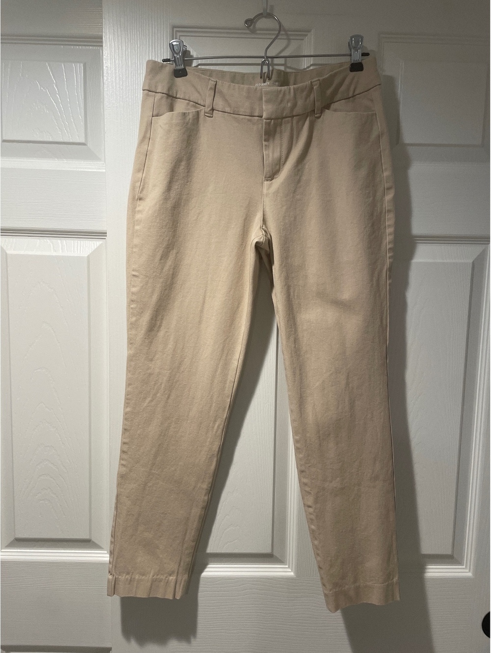 Old Navy Pixie Pants Size 8 Cream Ivory Cotton Stretch Slim Ankle Workwear